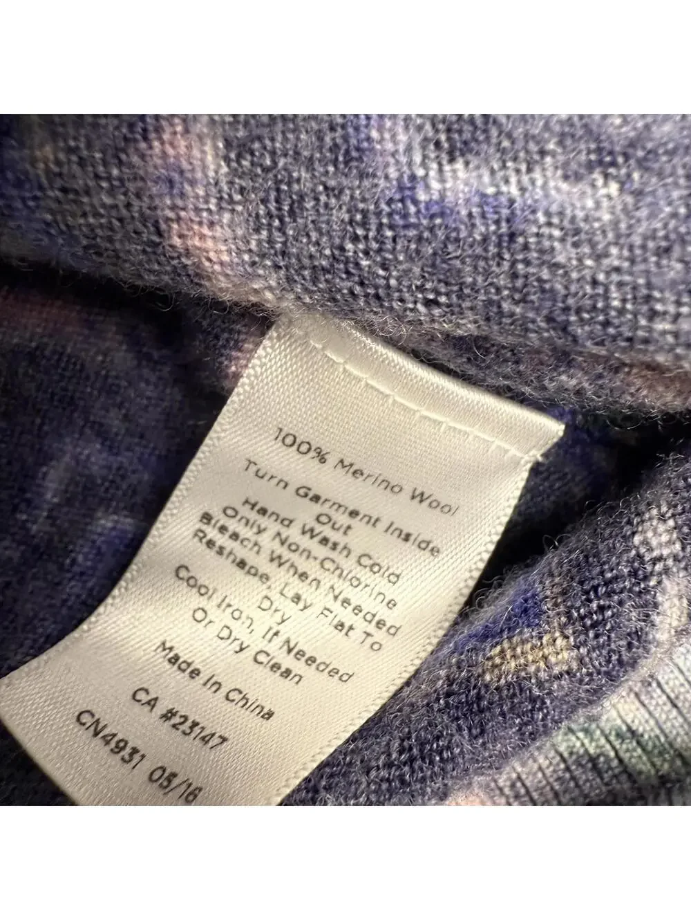 Merino Wool Sweater Purple Blue Green Pink Size Small Quiet Luxury Timeless 110